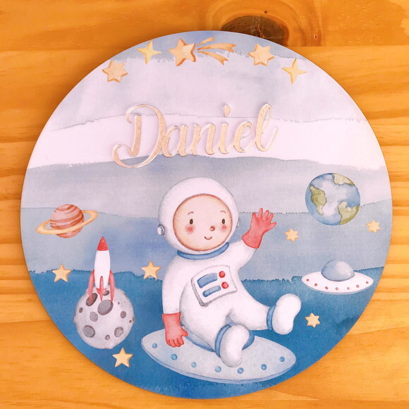 Porta Maternidade Astronauta MDF e Espelho