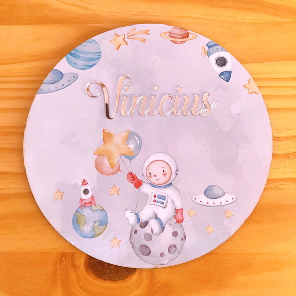 Porta Maternidade Astronauta MDF e Espelho