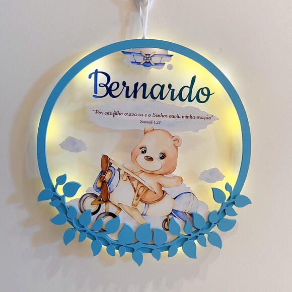 Porta Maternidade Aviador Acrílico e Espelho Led