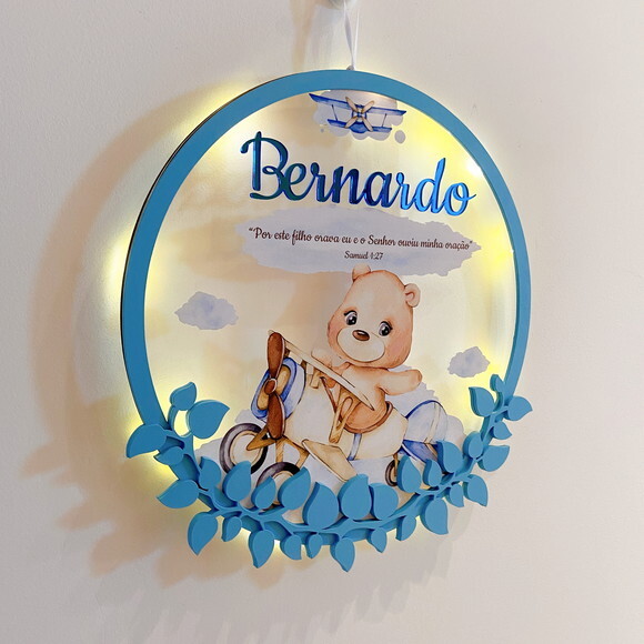 Porta Maternidade Aviador Acrílico e Espelho Led