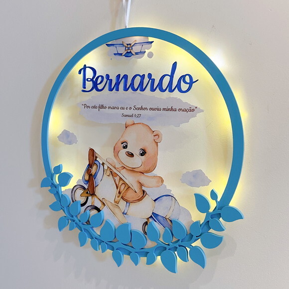 Porta Maternidade Aviador Acrílico e Espelho Led