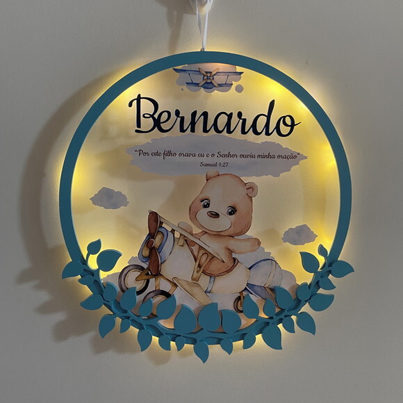 Porta Maternidade Aviador Acrílico e Espelho Led