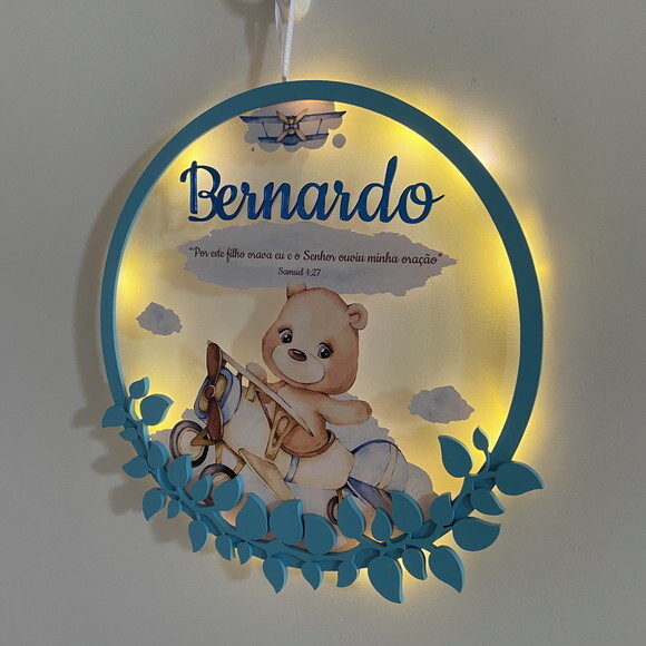 Porta Maternidade Aviador Acrílico e Espelho Led