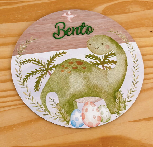Porta Maternidade Dinossauro MDF e Espelho
