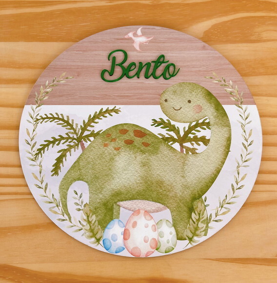 Porta Maternidade Dinossauro MDF e Espelho