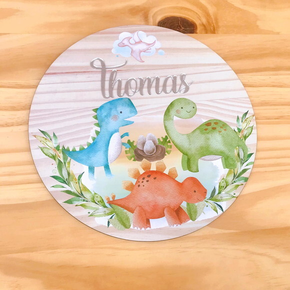 Porta Maternidade Dinossauro MDF e Espelho