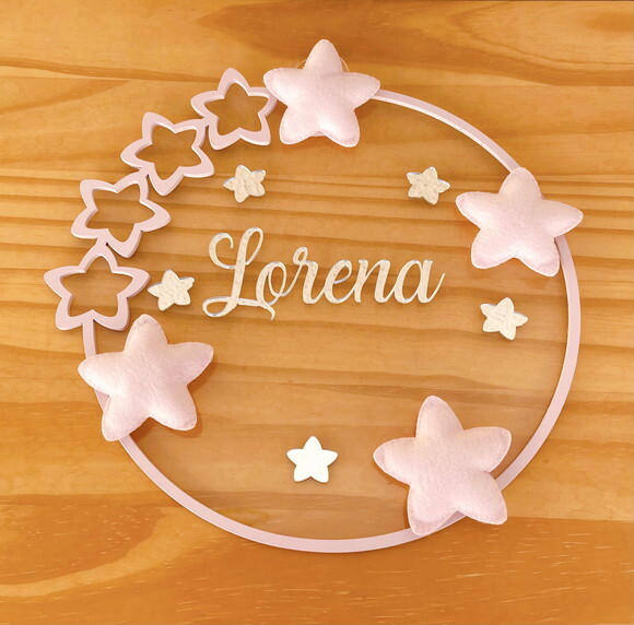 Porta Maternidade Estrelas Acrílico E Espelho