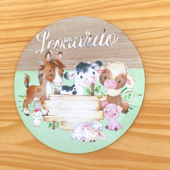 Porta Maternidade Fazendinha MDF e Espelho