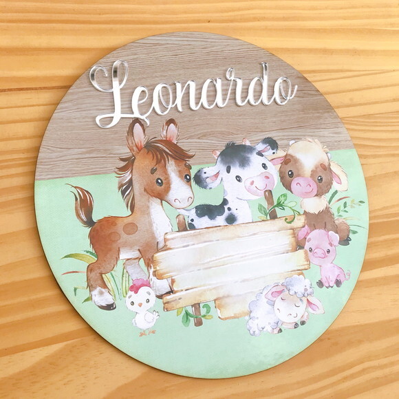 Porta Maternidade Fazendinha MDF e Espelho