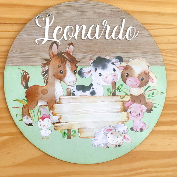 Porta Maternidade Fazendinha MDF e Espelho