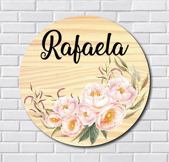 Porta Maternidade Floral MDF e Espelho