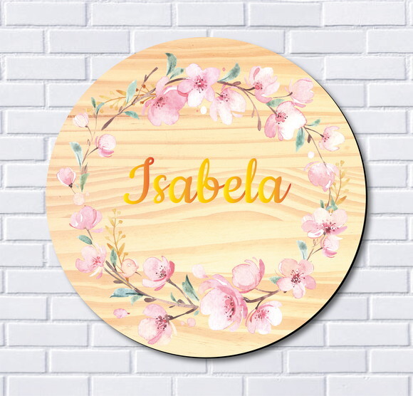 Porta Maternidade Floral mdf e Espelho
