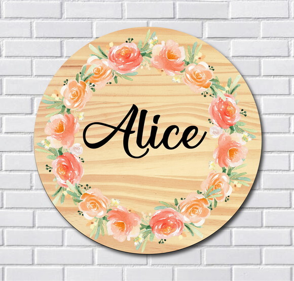 Porta Maternidade Floral MDF e Espelho