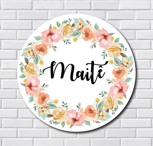 Porta Maternidade Floral MDF e Espelho