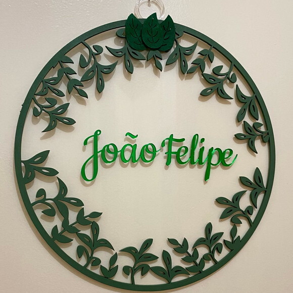 Porta Maternidade Folhagem Acrílico e Espelho