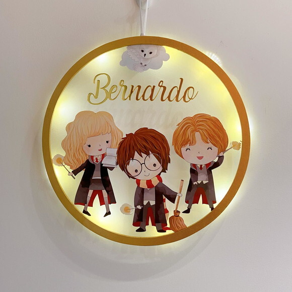 Porta Maternidade Harry Potter Acrílico e Espelho Led