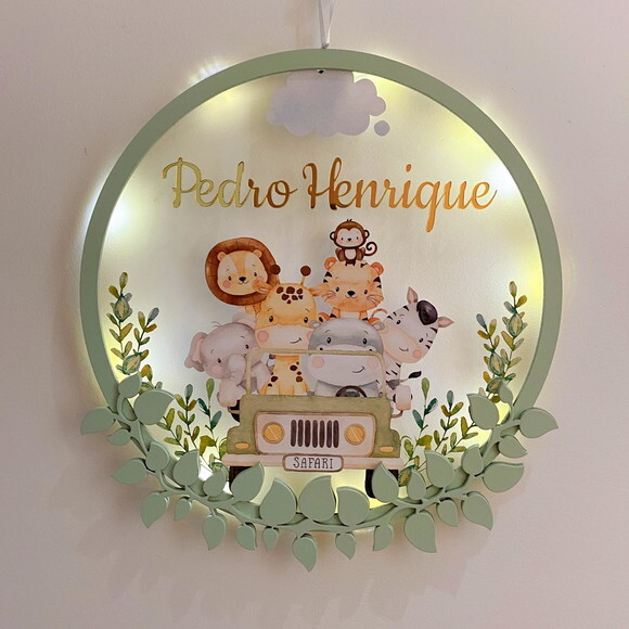 Porta Maternidade Jipe Safari Acrílico e Led