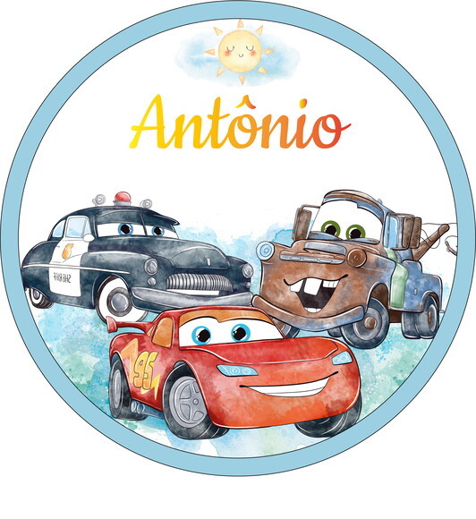 Porta Maternidade Led Carros Acrílico e Espelho