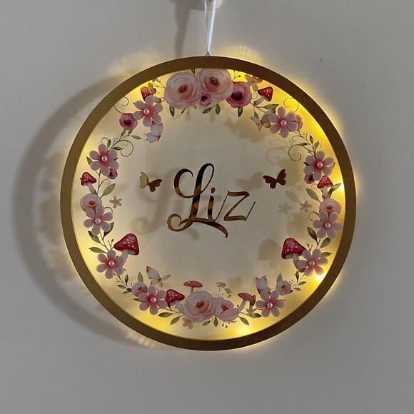 Porta Maternidade Led Floral Acrílico e Espelho