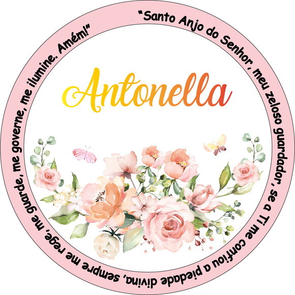 Porta Maternidade Led Floral Santo Anjo Acrílico e Espelho