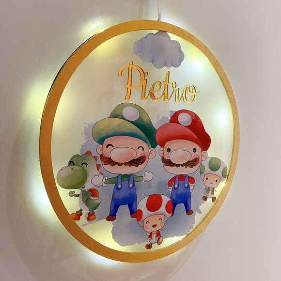 Porta Maternidade Led Mario Broz Acrílico e Espelho
