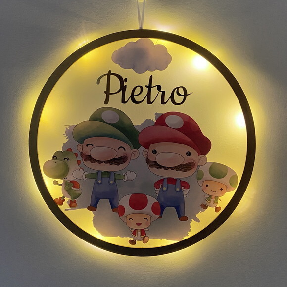Porta Maternidade Led Mario Broz Acrílico e Espelho