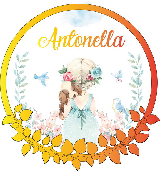 Porta Maternidade Led Menina no Jardim Acrílico e Espelho