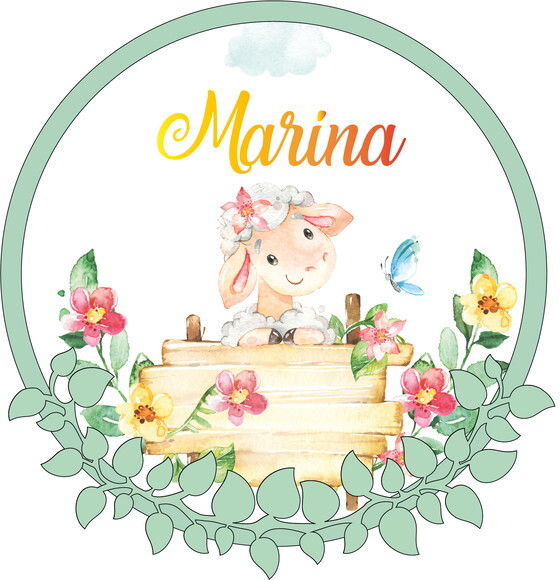 Porta Maternidade Led Ovelhinha Acrílico e Espelho
