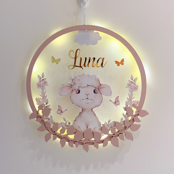 Porta Maternidade Led Ovelhinha Acrílico e Espelho