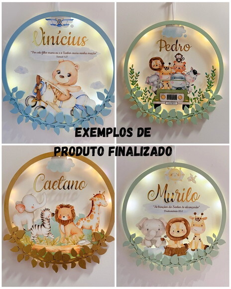 Porta Maternidade Led Safari Acrílico Nome Espelho