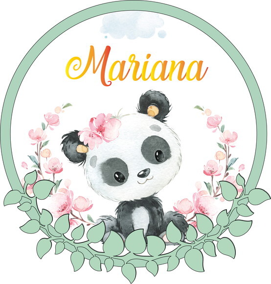 Porta Maternidade Led Ursinha Panda Acrílico e Espelho