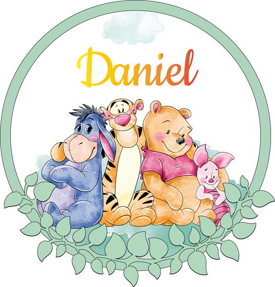 Porta Maternidade Led Ursinho Pooh Acrílico e Espelho