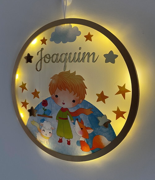 Porta Maternidade Pequeno Príncipe Acrílico e Led