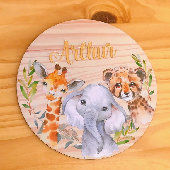 Porta Maternidade Safari MDF e Espelho