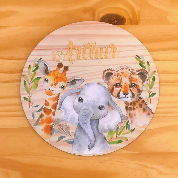 Porta Maternidade Safari MDF e Espelho