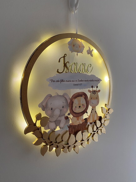 Porta Maternidade Safari Versículo Acrílico e Led