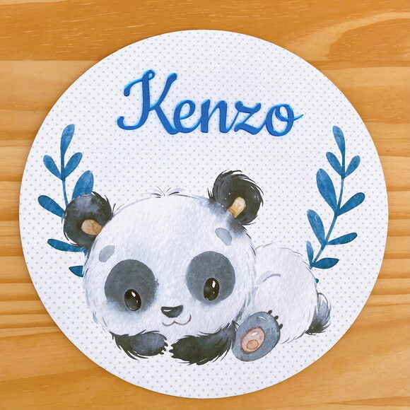 Porta Maternidade Ursinho Panda mdf Nome Espelho