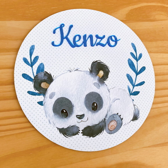 Porta Maternidade Ursinho Panda mdf Nome Espelho