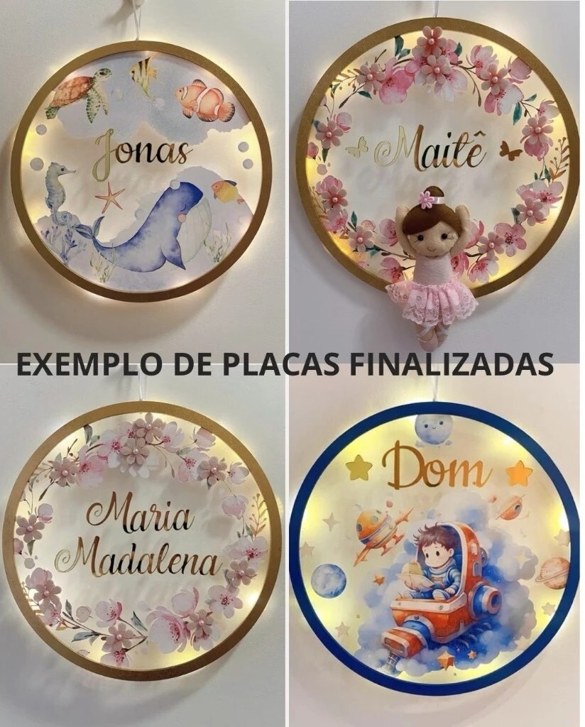 Porta Maternidade Led Ursinho Pooh Acrílico e Espelho