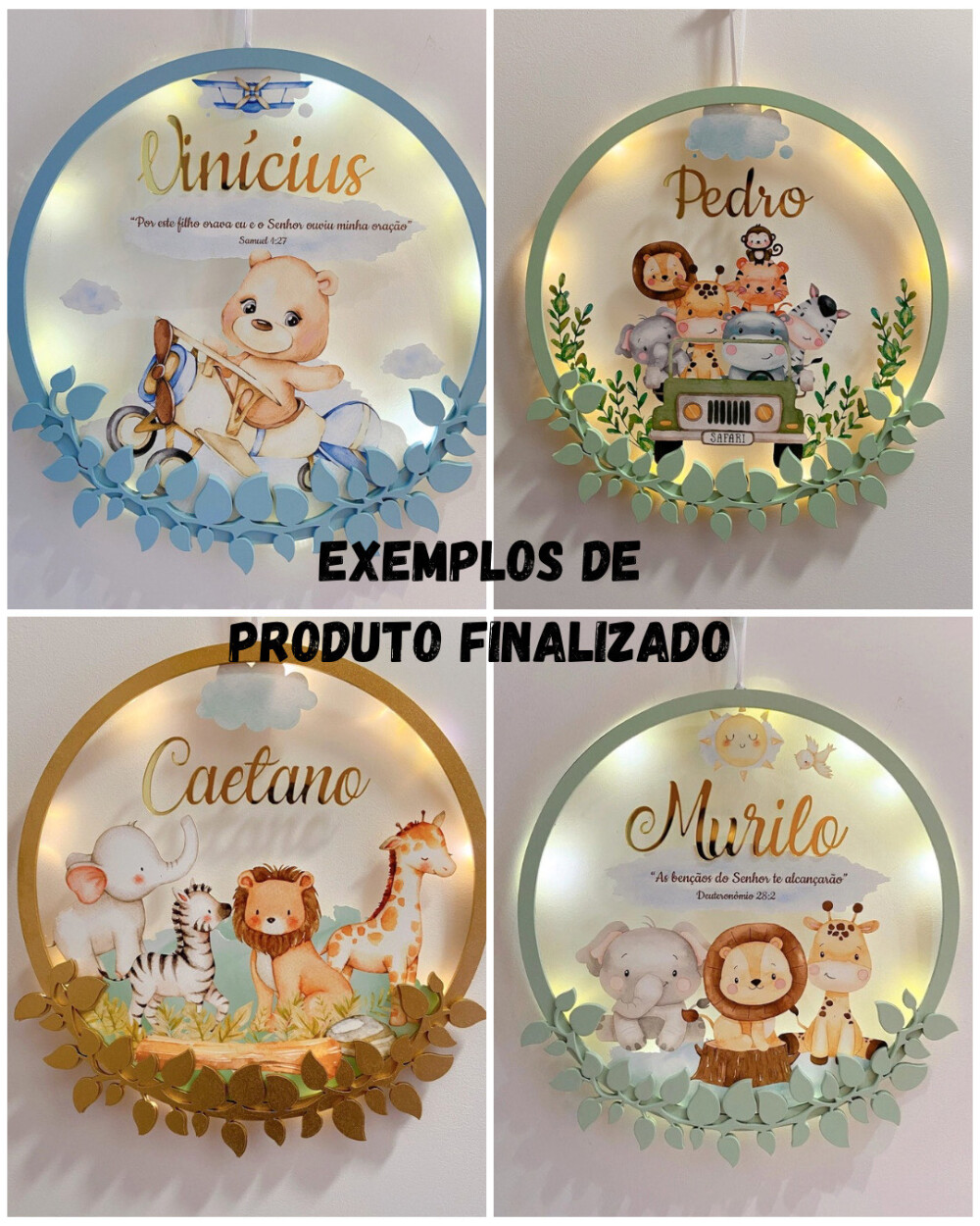 Enfeite Porta Maternidade Ursinha Acrílico e Espelho Led