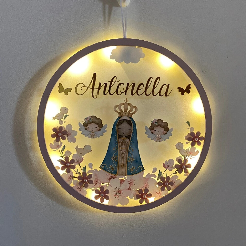 Porta Maternidade Nossa Senhora Acrílico e Espelho Led