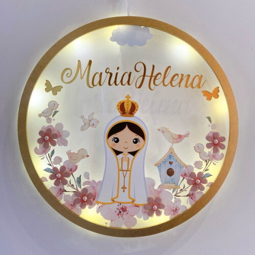 Porta Maternidade Led Nossa Senhora de Fatima Acrílico