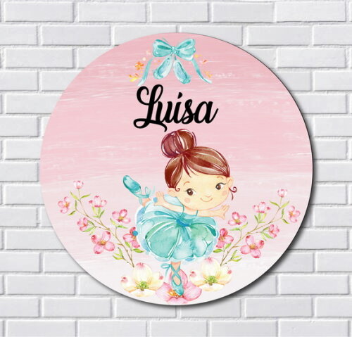 Placa Enfeite Porta Maternidade Bailarina MDF Nome Espelho