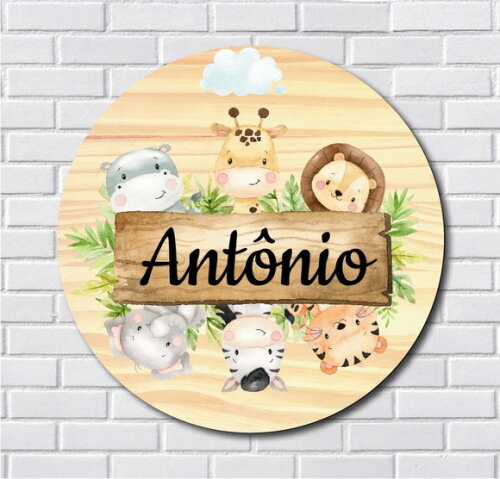 Placa Porta Maternidade Jipe Safari MDF Nome Espelho