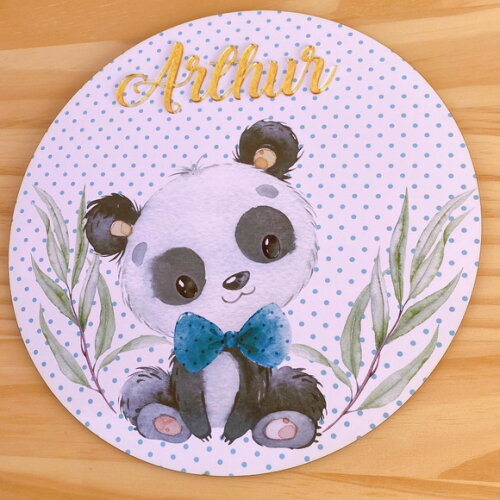 Placa Porta Maternidade Ursinha Panda MDF Nome Espelho