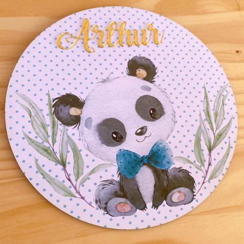 Placa Porta Maternidade Ursinha Panda MDF Nome Espelho