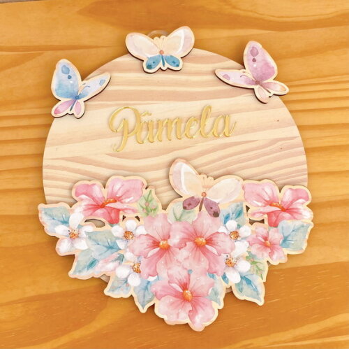 Porta Maternidade 3d Borboletas Mdf Nome Espelho