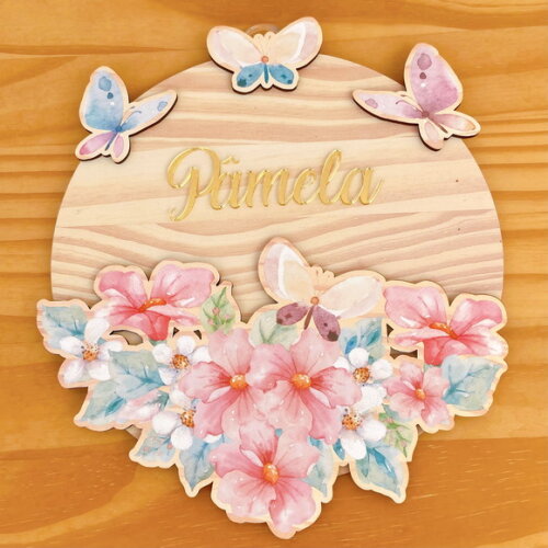 Porta Maternidade 3d Borboletas Mdf Nome Espelho