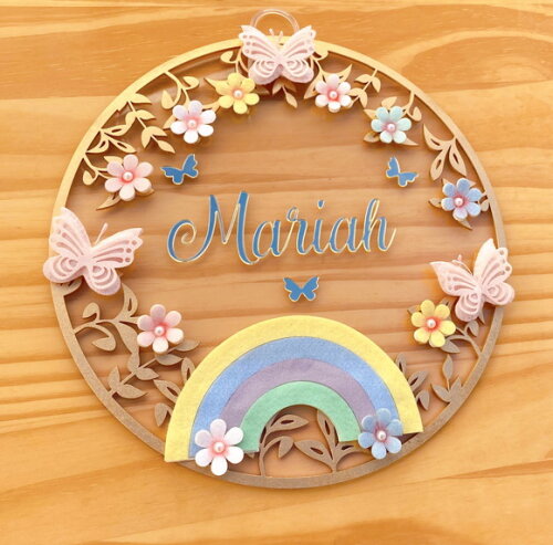 Porta Maternidade Arco Iris Acrílico e Espelho