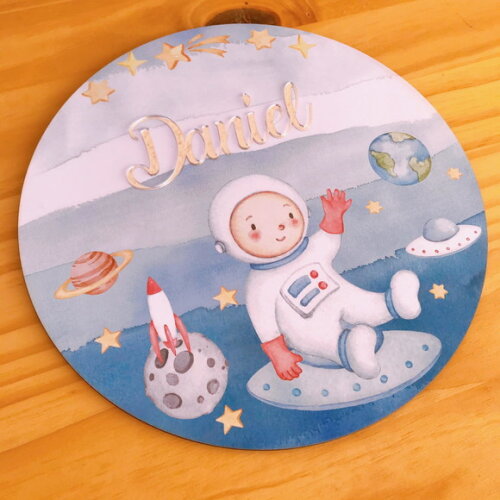Porta Maternidade Astronauta MDF e Espelho